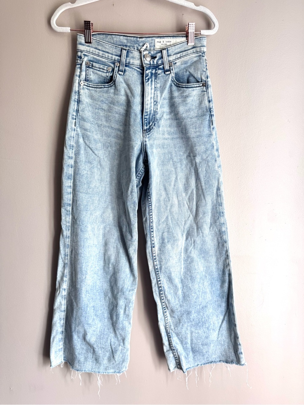 Rag & Bone Andi High-Rise Ankle Wide Leg Cecilia Light Blue Jeans 24 - Picture 2 of 14